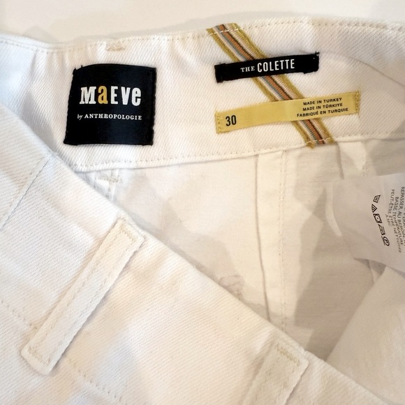 NWT Maeve By Anthropology The Colette Crop Wide-Leg White Jeans - Picture 9 of 13